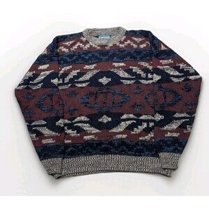 Vintage Campus Sweater Mens Large Multicolor Coogi Style 90s Grandpacore